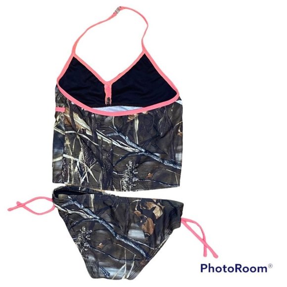 Mossy Oak | Swim | Girls Mossy Oak Camo And Pink Halter Tankini Swimsuit  Bathing Suit Large 12 | Poshmark